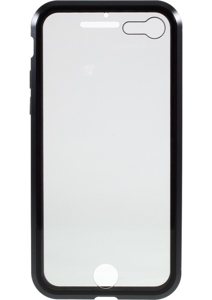 Manyetik Metal Çerçeve+Apple iPhone 7/8 Için Çift Taraflı Temperli Cam Önleyici Tam Kapsama Kapağı -Black (Yurt Dışından) modelleri