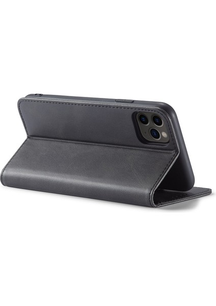 Apple iPhone 11 Pro Telefon Standı Için Işletme Stili Buzağı Doku Cüzdan Manyetik Deri Telefon Kapak Black (Yurt Dışından)