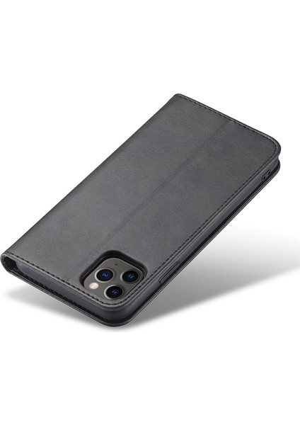 Apple iPhone 11 Pro Telefon Standı Için Işletme Stili Buzağı Doku Cüzdan Manyetik Deri Telefon Kapak Black (Yurt Dışından)