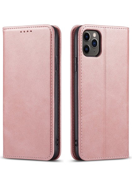 Apple iPhone 11 Pro Telefon Standı Için Işletme Stili Buzağı Doku Cüzdan Manyetik Deri Telefon Kapağı Altın (Yurt Dışından)