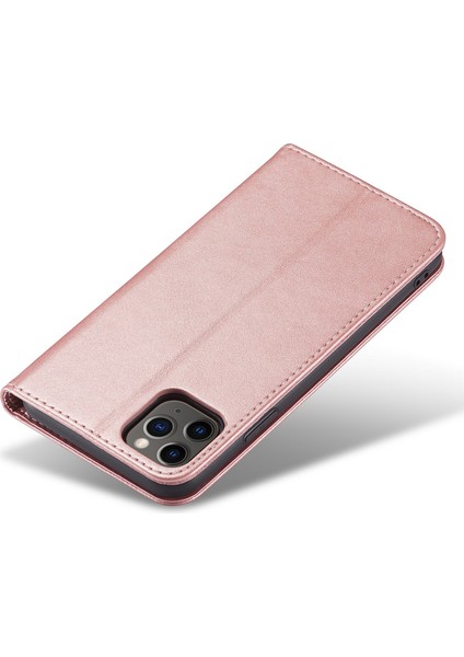 Apple iPhone 11 Pro Telefon Standı Için Işletme Stili Buzağı Doku Cüzdan Manyetik Deri Telefon Kapağı Altın (Yurt Dışından)