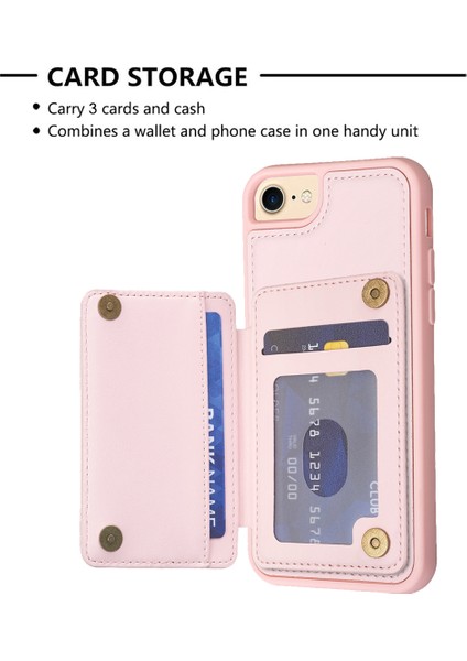 STYLE-BF24 Kart Tutucu Kılıfı Apple iPhone 6/6s Kickstand Deri+Tpu Telefon Kapak Pembe (Yurt Dışından)