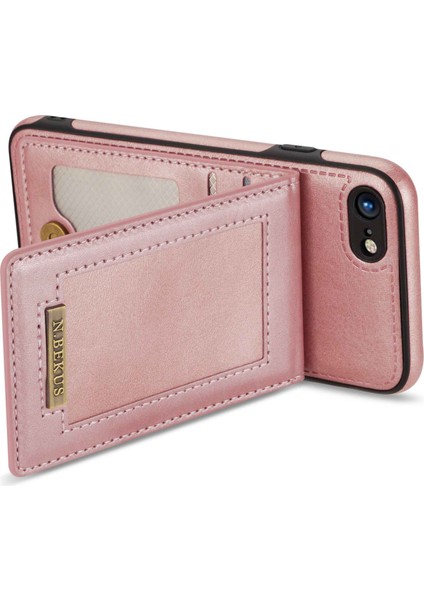 Apple iPhone 8/7 Pu Deri+Tpu Cep Telefon Kabuğu Rfıd Blowıng Dikey Kart Tutucu Kickstand Telefon Kılıfı Altın (Yurt Dışından) modelleri
