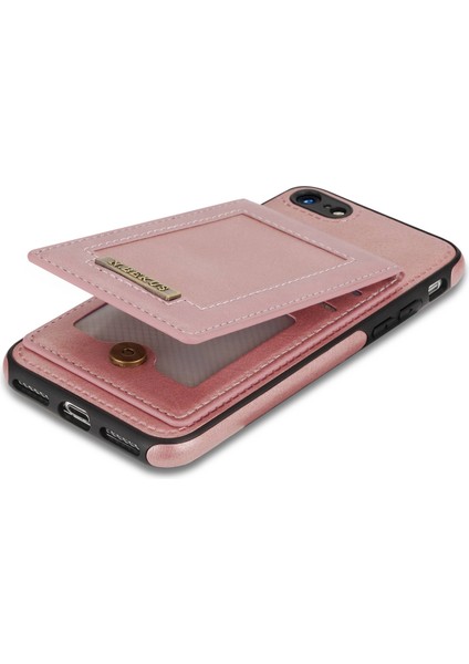 Apple iPhone 8/7 Pu Deri+Tpu Cep Telefon Kabuğu Rfıd Blowıng Dikey Kart Tutucu Kickstand Telefon Kılıfı Altın (Yurt Dışından) fırsatları
