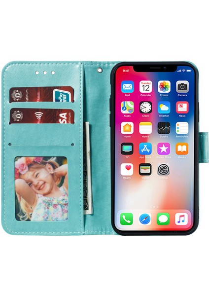 Mandala Çiçek Deri Cüzdanı Apple iPhone X/xs Için Fotoğraf Yeşilleri ile Telefon Kapağı (Yurt Dışından)