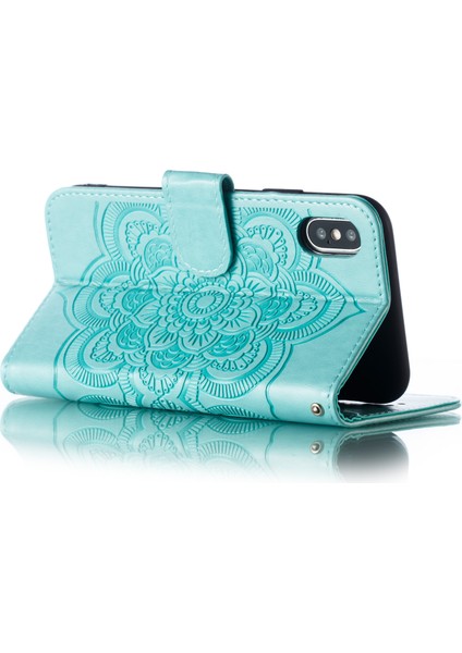 Mandala Çiçek Deri Cüzdanı Apple iPhone X/xs Için Fotoğraf Yeşilleri ile Telefon Kapağı (Yurt Dışından)