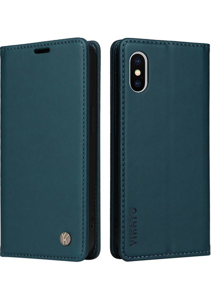 Apple iPhone X/xs Için Telefon Kılıfı Tam Koruma Telefon Cüzdan Kapağı Manyetik Otomatik Absorbed Pu Deri Deri Flip Telefon Kılıfı Stand Yeşili (Yurt Dışından)
