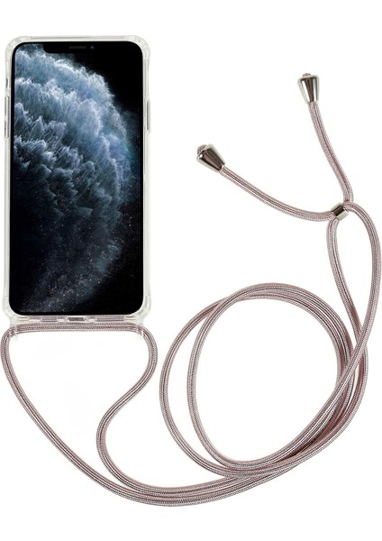 Tpu+Akrilik Arka Kapak Apple iPhone 11 Pro-Şeffaf Telefon Kasası Ayarlanabilir Kordonlu Altın ile (Yurt Dışından)