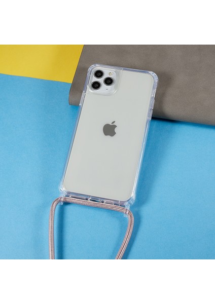 Tpu+Akrilik Arka Kapak Apple iPhone 11 Pro-Şeffaf Telefon Kasası Ayarlanabilir Kordonlu Altın ile (Yurt Dışından)