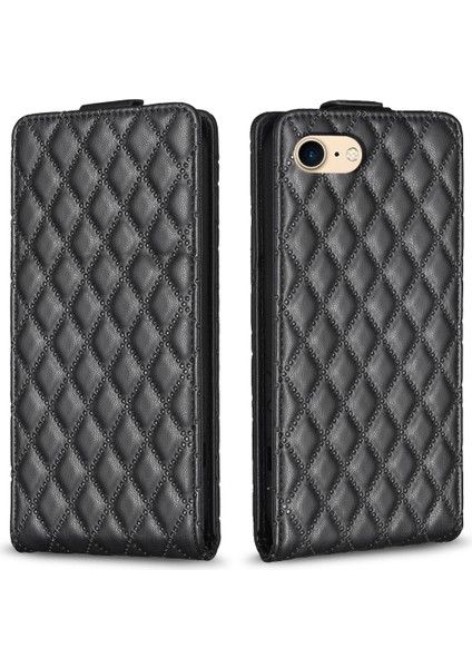 Apple iPhone 7/8 Baskılı Deri Dikey Flip Kartı Tutucu Anti-Drop Stand Kapak Black (Yurt Dışından)