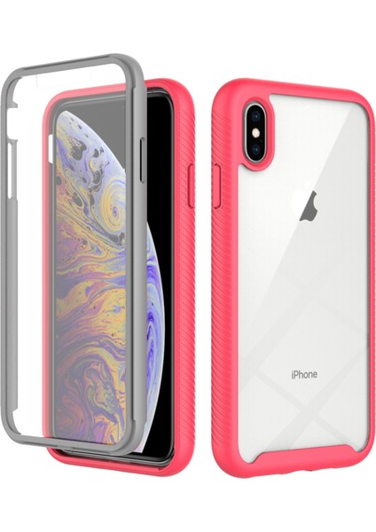 Apple iPhone Xs Için Max Telefon Kılıfı Anti-Çizgiye Karşı Pc+Yumuşak Tpu Hibrid Kapak Pet Ekranı Koruyucu-Pink ile Dalgalı Anti Telefon Kılıfı (Yurt Dışından)