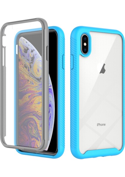 Apple iPhone Xs Için Max Telefon Kılıfı Anti-Karakter Anti-Cratch Sabit Pc+Yumuşak Tpu Hibrid Kapak Pet Ekran Koruyucu Baby Mavi ile Anti Drop Telefon Kılıfı (Yurt Dışından)
