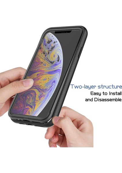 Apple iPhone Xs Için Max Telefon Kılıfı Anti-Karakter Anti-Cratch Sabit Pc+Yumuşak Tpu Hibrid Kapak Pet Ekran Koruyucu Baby Mavi ile Anti Drop Telefon Kılıfı (Yurt Dışından)