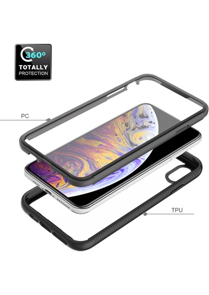 Apple iPhone Xs Için Max Telefon Kılıfı Anti-Karakter Anti-Cratch Sabit Pc+Yumuşak Tpu Hibrid Kapak Pet Ekran Koruyucu Baby Mavi ile Anti Drop Telefon Kılıfı (Yurt Dışından)