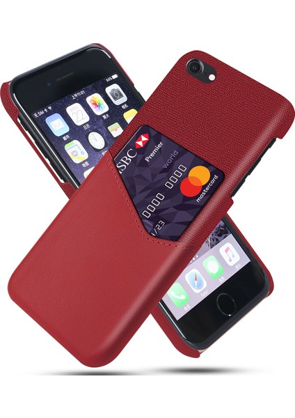 Ksq Pc+Pu+Bez Hibrit Telefon Kapak Kabuğu, Apple iPhone 8/7/se-Red Için Kart Yuvalı (Yurt Dışından)