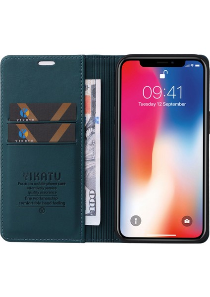 Apple iPhone X/xs Için Telefon Kılıfı Tam Koruma Telefon Cüzdan Kapağı Manyetik Otomatik Absorbed Pu Deri Deri Flip Telefon Kılıfı Stand Yeşili (Yurt Dışından) fırsatları