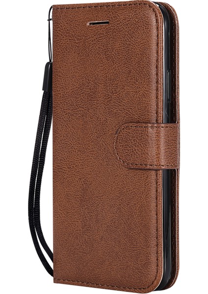 Kt Deri Serisi-2 Düz Renkli Deri Cüzdan Stand Telefon Kapağı Apple iPhone X/xs-Brown Için Kayış (Yurt Dışından)