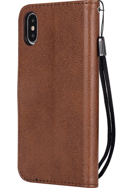 Kt Deri Serisi-2 Düz Renkli Deri Cüzdan Stand Telefon Kapağı Apple iPhone X/xs-Brown Için Kayış (Yurt Dışından)