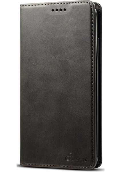 Apple iPhone Xs Için Max Telefon Kılıfı Dokulu Yüzey Folio Flip Koruyucu Kılıf Cüzdanı Manyetik Otomatik Kapanış Deri Kapak Stand-Black (Yurt Dışından)