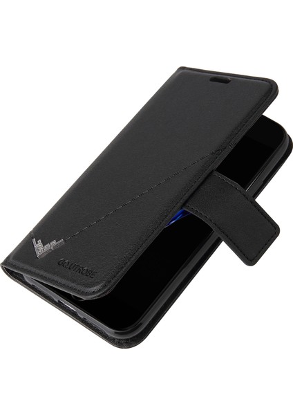 Dikdörtgen Metal Dekor Stant Deri Kapağı Apple iPhone Se -Black (Yurt Dışından) modelleri