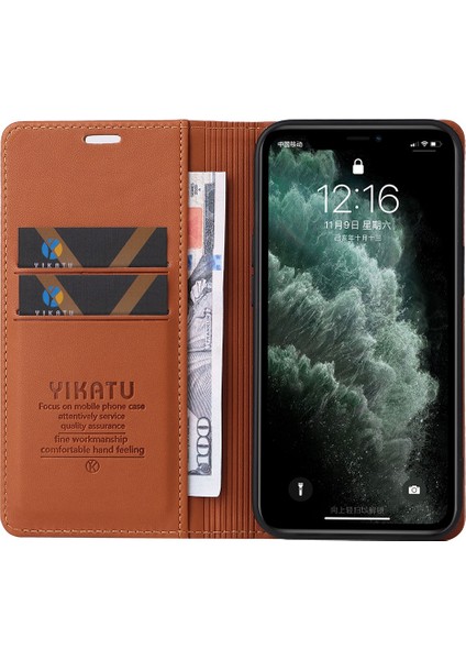 Apple iPhone 11 Pro Için Manyetik Kapatma Telefon Kılıfı, Tam Koruma Telefon Kapağı Flip Deri Cüzdan Stand-Brown (Yurt Dışından) fırsatları