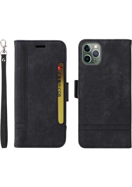Apple iPhone 11 Pro, Baskılı Dikiş Hattı Pu Deri+Tpu Cüzdan Stand Telefon Kapağı Kayışlı Şok Geçirmez Telefon Kasası (Yurt Dışından)