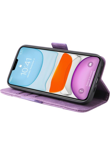 Apple iPhone 11 Pro, Baskılı Dikiş Hattı Pu Deri+Tpu Cüzdan Stand Telefon Kapağı Kayışlı Şok Geçirmez Telefon Kasası (Yurt Dışından)