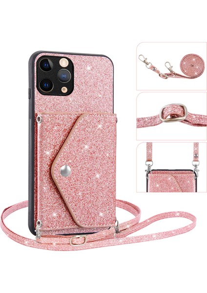 Üçgen Kickstand Kart Sahibi Apple iPhone 11 Pro Max Pu Deri+Tpu Glittery Powder Telefon Kapağı Için Telefon Kılıfı (Yurt Dışından) fırsatları