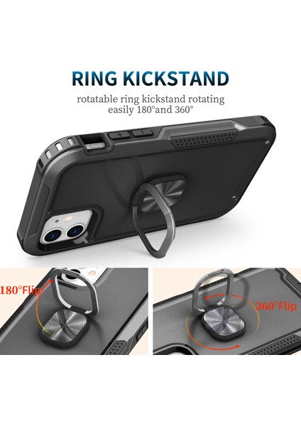 Apple iPhone 11 Damla Geçirmez Pc+Silikon Telefon Kılıfı Çimlenebilir Yüzük Kickstand Giyim Dayanıklı Telefon Kapağı (Yurt Dışından) fiyatları
