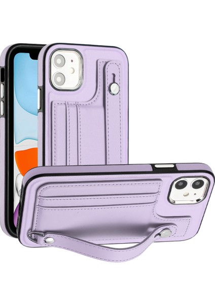 Apple iPhone 11 Koruyucu Kickstand Case Yb Deri Kaplama Serisi-5 Tpu Kart Yuvalı Telefon Kapağı (Yurt Dışından)