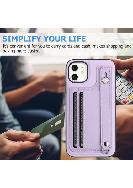 Apple iPhone 11 Koruyucu Kickstand Case Yb Deri Kaplama Serisi-5 Tpu Kart Yuvalı Telefon Kapağı (Yurt Dışından)