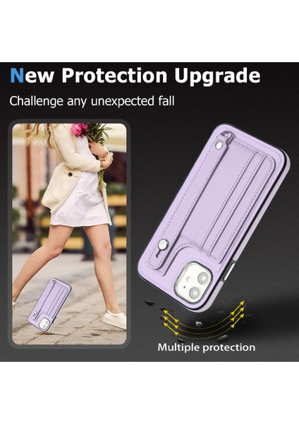 Apple iPhone 11 Koruyucu Kickstand Case Yb Deri Kaplama Serisi-5 Tpu Kart Yuvalı Telefon Kapağı (Yurt Dışından)