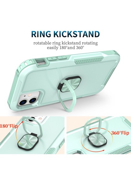 Apple iPhone 11 Damla Geçirmez Pc+Silikon Telefon Kılıfı Çimlenebilir Yüzük Kickstand Giyim Dayanıklı Telefon Kapağı (Yurt Dışından) fiyatları