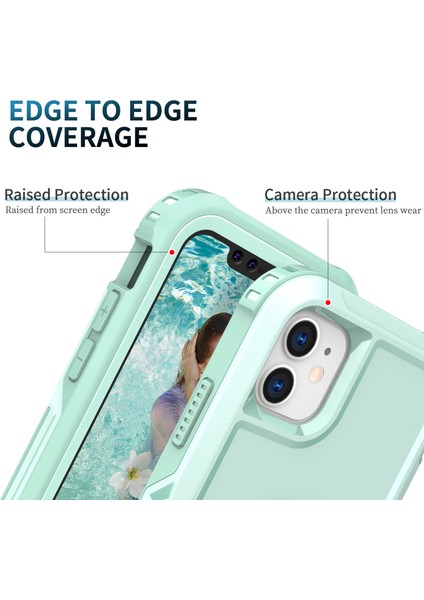 Apple iPhone 11 Damla Geçirmez Pc+Silikon Telefon Kılıfı Çimlenebilir Yüzük Kickstand Giyim Dayanıklı Telefon Kapağı (Yurt Dışından) fırsatları