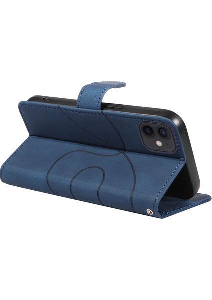Apple iPhone 11 Pu Deri Folio Kılıf Cüzdanı Stand Baskılı Çizgi Telefon Kapağı Strap-Mavi ile (Yurt Dışından) modelleri