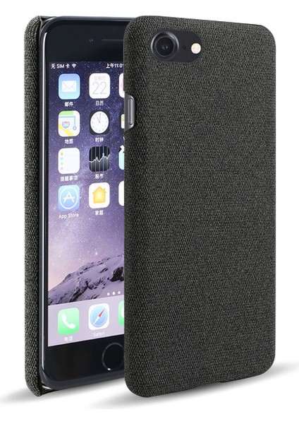 Apple iPhone Se Için Kumaş Doku Sert Plastik Kasa -Black (Yurt Dışından)