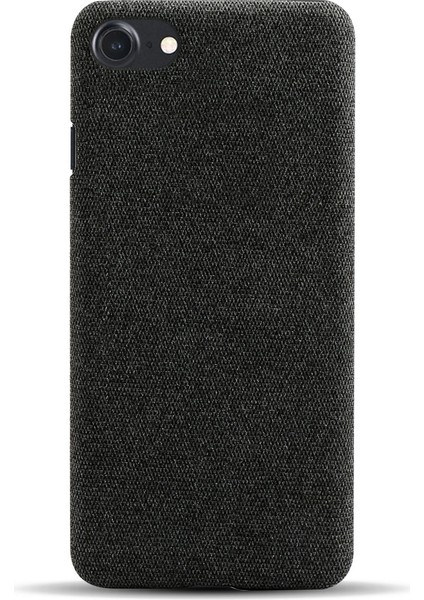 Apple iPhone Se Için Kumaş Doku Sert Plastik Kasa -Black (Yurt Dışından)