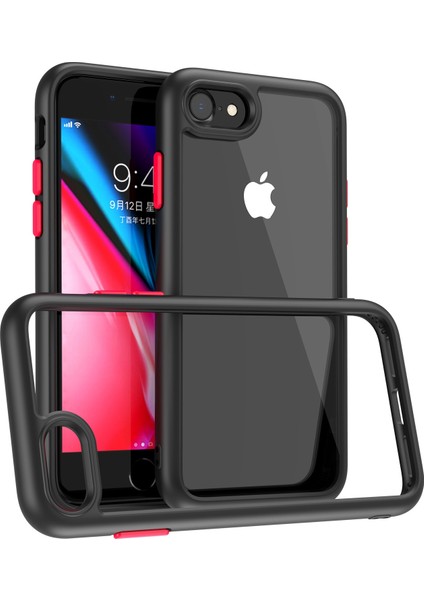 Apple iPhone 6/6s 9h Sertlik Için Temperli Cam+Mat Tpu Çerçeve Telefon Kılıfı Damla Geçirmez Şeffaf Kapak Black (Yurt Dışından)
