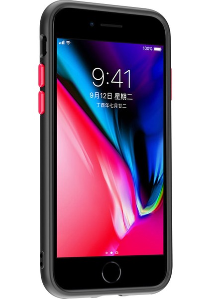 Apple iPhone 6/6s 9h Sertlik Için Temperli Cam+Mat Tpu Çerçeve Telefon Kılıfı Damla Geçirmez Şeffaf Kapak Black (Yurt Dışından)