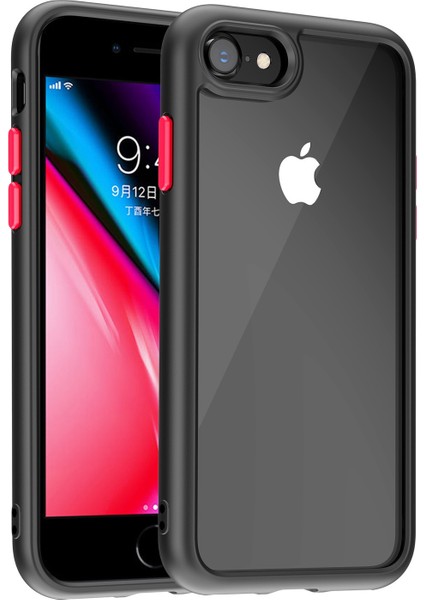 Apple iPhone 6/6s 9h Sertlik Için Temperli Cam+Mat Tpu Çerçeve Telefon Kılıfı Damla Geçirmez Şeffaf Kapak Black (Yurt Dışından)