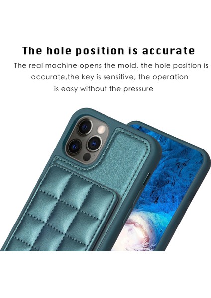 Apple iPhone 11 Için Grid Tasarım Pu Derisi Kaplamalı Tpu Kasa Kart Tutucu Kickstand Telefon Kapak Yeşil (Yurt Dışından)