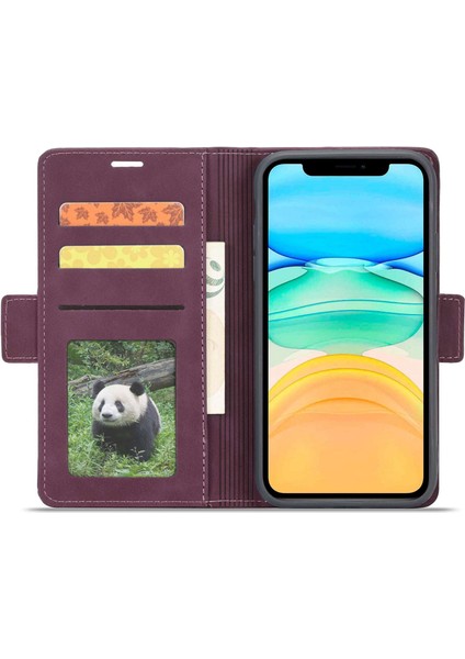 Apple iPhone 11 Her Şey Dahil Koruma Cüzdanı Pu Deri Deri Flip Cep Telefon Kapağı Stand-Wine Red ile (Yurt Dışından) fiyatları