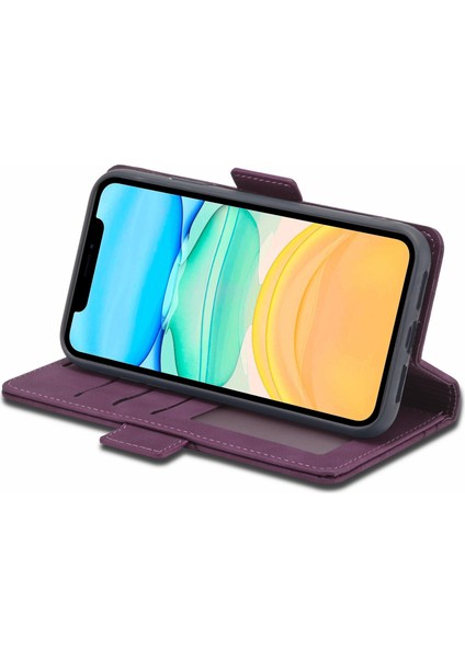 Apple iPhone 11 Her Şey Dahil Koruma Cüzdanı Pu Deri Deri Flip Cep Telefon Kapağı Stand-Wine Red ile (Yurt Dışından) modelleri