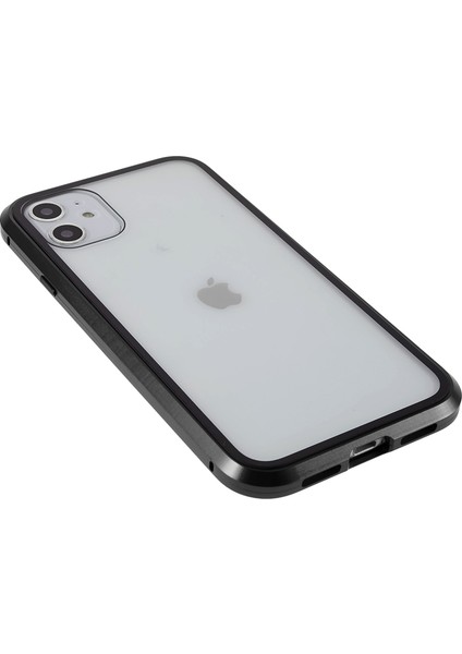 Apple iPhone 11 Anti-Peeping Manyetik Kılıf Için Çift Taraflı Temperli Cam+Mıknatıs Emilim Metal Tampon Çerçevesi Tam Vücut Koruma Kapağı (Yurt Dışından)