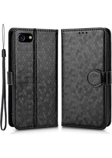 Apple iPhone Se Için Manyetik Kapanış Nokta Deseni Baskılı Telefon Kasası Pu Deri Cüzdan Standı Tasarım Kapağı Kayışlı (Yurt Dışından)