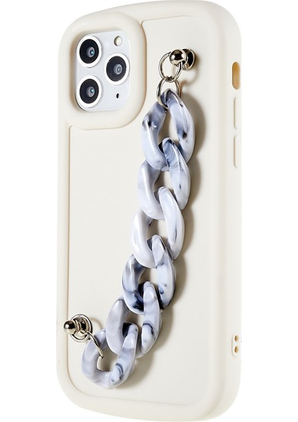 Tpu Apple iPhone 11 Için Telefon Kılıfı Bilezik Zinciri/beyaz Mermer Zinciri ile Telefon Tutucu (Yurt Dışından)