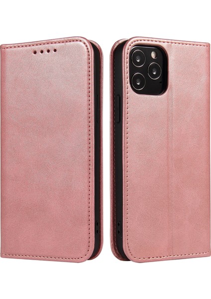 Apple iPhone 11 Için Pro Maks Buzağı Dokusu Telefon Kabuğu Cüzdan Telefon Kapağı Otomatik Emici Deri Standı Kılıf Altın (Yurt Dışından)