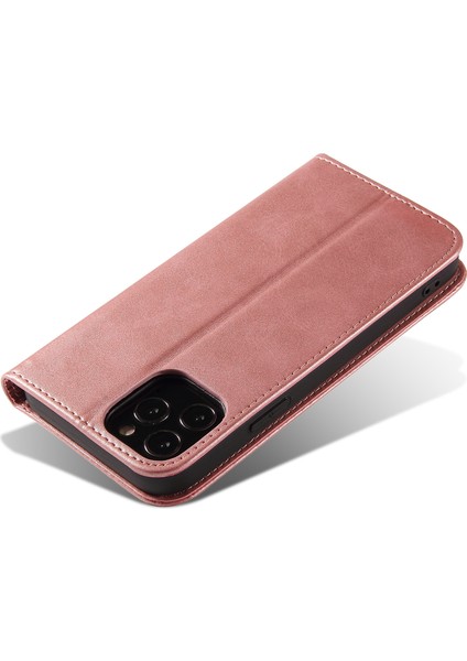 Apple iPhone 11 Için Pro Maks Buzağı Dokusu Telefon Kabuğu Cüzdan Telefon Kapağı Otomatik Emici Deri Standı Kılıf Altın (Yurt Dışından)