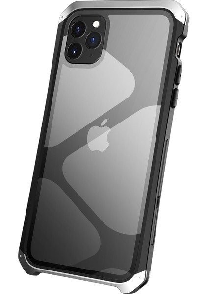 Apple iPhone 11 Için Pro Max Drop Koruma 3 Parçalı Tasarım Cep Telefon Kılıfları Metal+Temperli Cam Hibrit Arka Kapak Gümüş (Yurt Dışından)