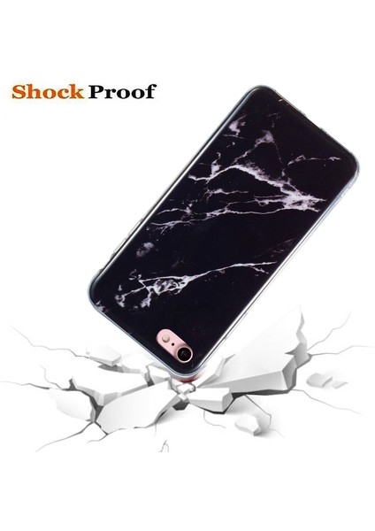 Apple iPhone Se Şık Mermer Desen Imd Telefon Kılıf Anti Drop Yumuşak Tpu Kapak Black (Yurt Dışından)